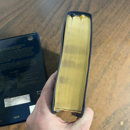 Personalized NIV Thompson Chain Reference Study Bible Thumb Indexed - Navy LeatherSoft, Custom Imprinted, ISBN 9780310459828