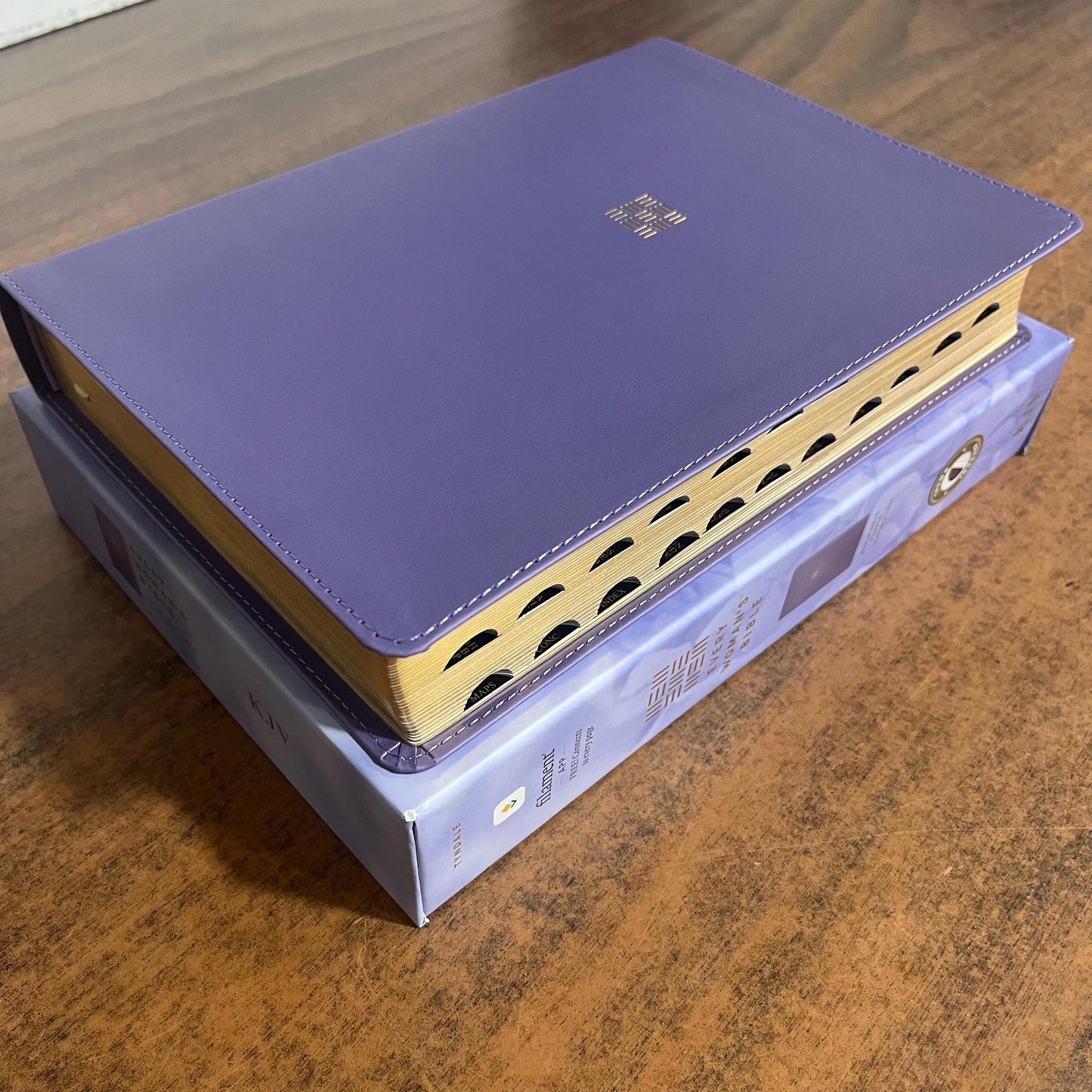 Personalized KJV Every Womans Bible Thumb Indexed - Periwinkle Purple LeatherLike - Custom name engraved, Devotional Study, 9781496485052