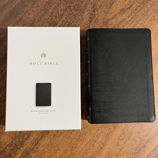 Personalized ESV Giant Print Personal Size Bible - Black Genuine Leather - Custom Imprinted with a name 9798874906603 Large Print