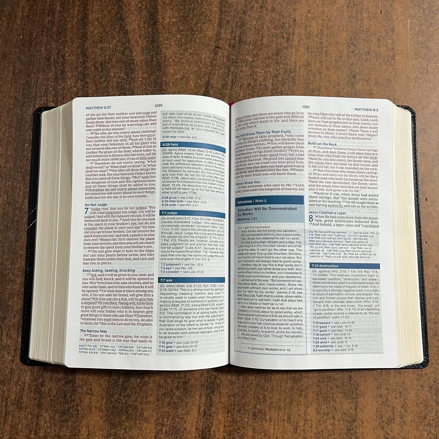 Personalized NKJV Word Study Reference Bible - Black Bonded Leather, custom imprinted with a name engraved on cover, 20spaces 9780785292869