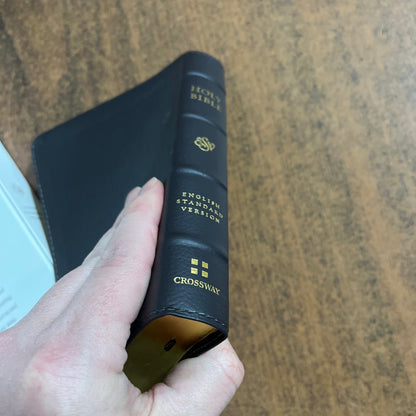 Personalized ESV Large Print Compact Bible - Deep Brown Genuine Buffalo Leather  Custom Imprinted, ISBN 9798874902926 20spaces