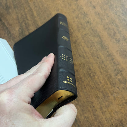 Personalized ESV Thinline Bible - Deep Brown Buffalo Genuine Leather, Custom Imprinted, ISBN 9798874903640
