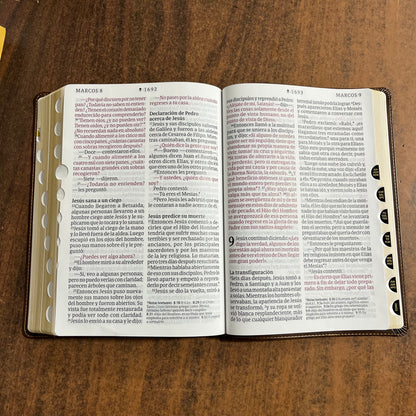 Personalized Spanish Bible Thumb Indexed - NTV Biblia Letra Super Gigante - Giant Print Bible - Rustic Brown LeatherLike 9798400511202