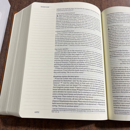 Personalized ESV Journaling Bible, Single Column Text  - Brown Natural Genuine Cowhide Leather with Flap and Strap,  Custom Imprinted 9798874900113