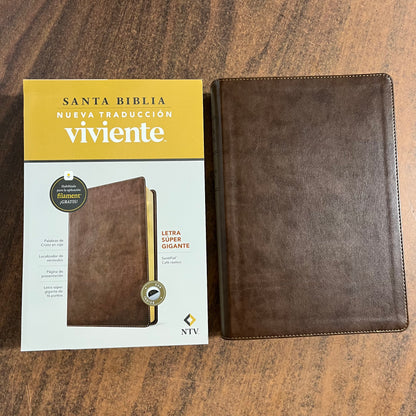 Personalized Spanish Bible Thumb Indexed - NTV Biblia Letra Super Gigante - Giant Print Bible - Rustic Brown LeatherLike 9798400511202