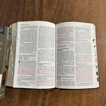Personalized NIV Giant Print Reference Bible with Thumb Indexed Book Tabs - Brown LeatherSoft, Custom Imprinted with a name, 9780310449522