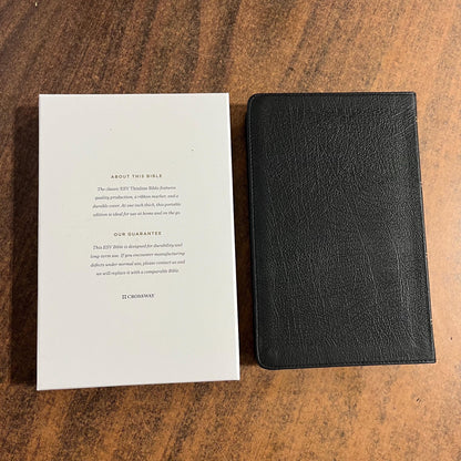Personalized ESV Thinline Bible - Black Genuine Leather - Custom Imprinted with name, ISBN 9798874903589