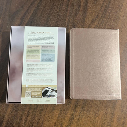 Personalized KJV Every Womans Bible Thumb Indexed - Rose Gold LeatherLike - Custom Imprinted, name engraved, Devotional Study, 9781496485038