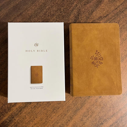 Personalized ESV Giant Print Personal Size Bible Thumb Indexed - Nubuck Caramel TruTone - Custom Imprinted, Large print, ISBN 9798874906747