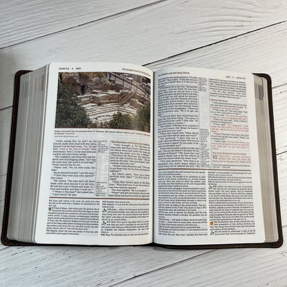 Personalized NIV Study Bible - Brown Genuine Calfskin Leather - Custom imprinted with a name, 9780310465805