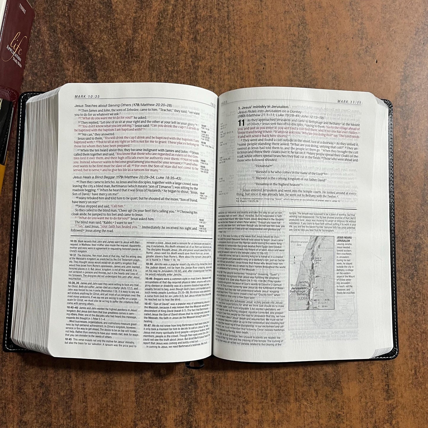Personalized NIV Life Application Study Bible - Black LeatherLike, with Ivory Fabric - Custom Imprinted with a name, 20spaces 9781414359793