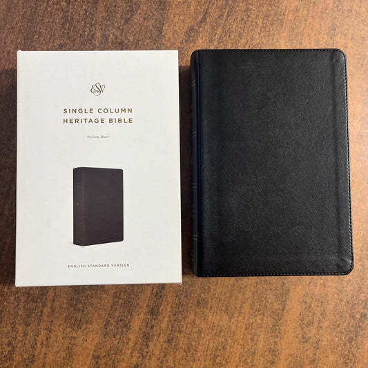 Personalized ESV Single Column Heritage Bible - Black TruTone - Custom Imprinted with a name 9781433591969