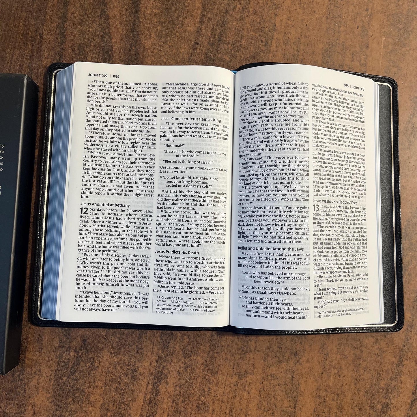 Personalized NIV Large Print Thinline Bible - Black Goatskin Genuine Leather - Custom Imprinted with name engraved 9780310450894