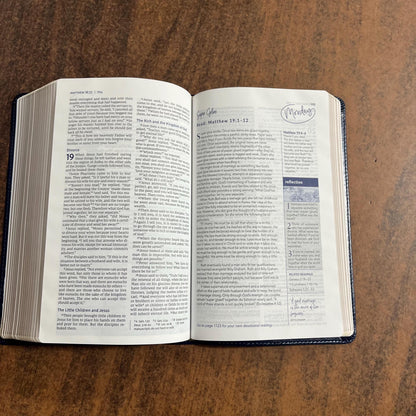 Personalized NIV Womens Devotional Bible - Navy LeatherSoft - Custom Imprinted, name engraved bible 9780310460992