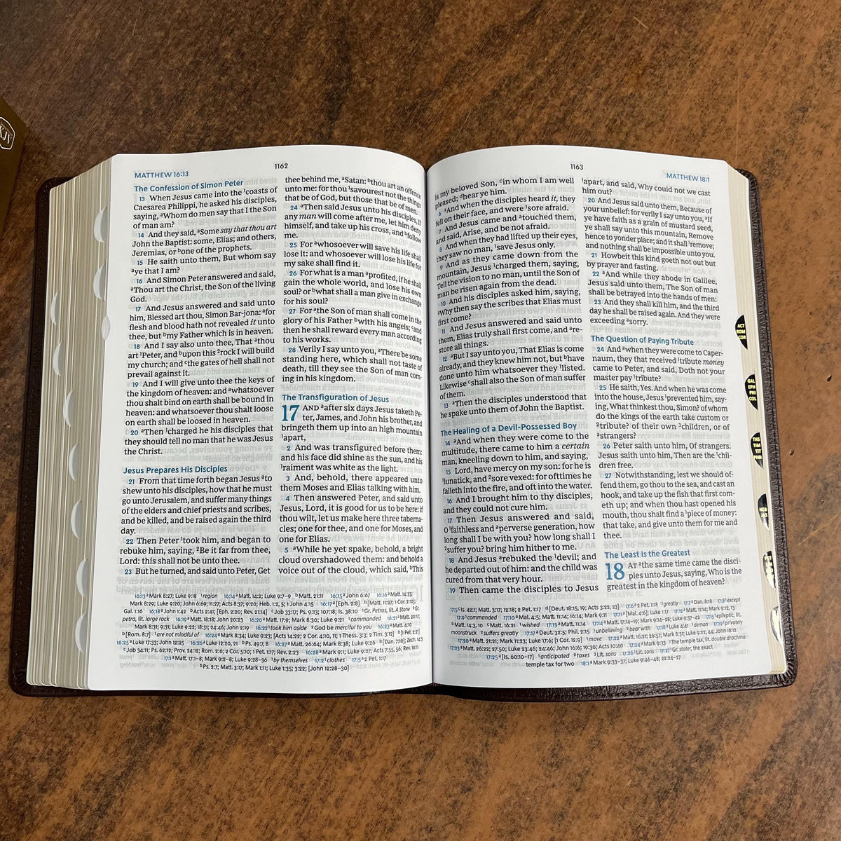Personalized KJV Large Print Reference Bible Thumb Indexed - Brown Genuine Leather Cover - Custom Imprinted with name 9780785241966