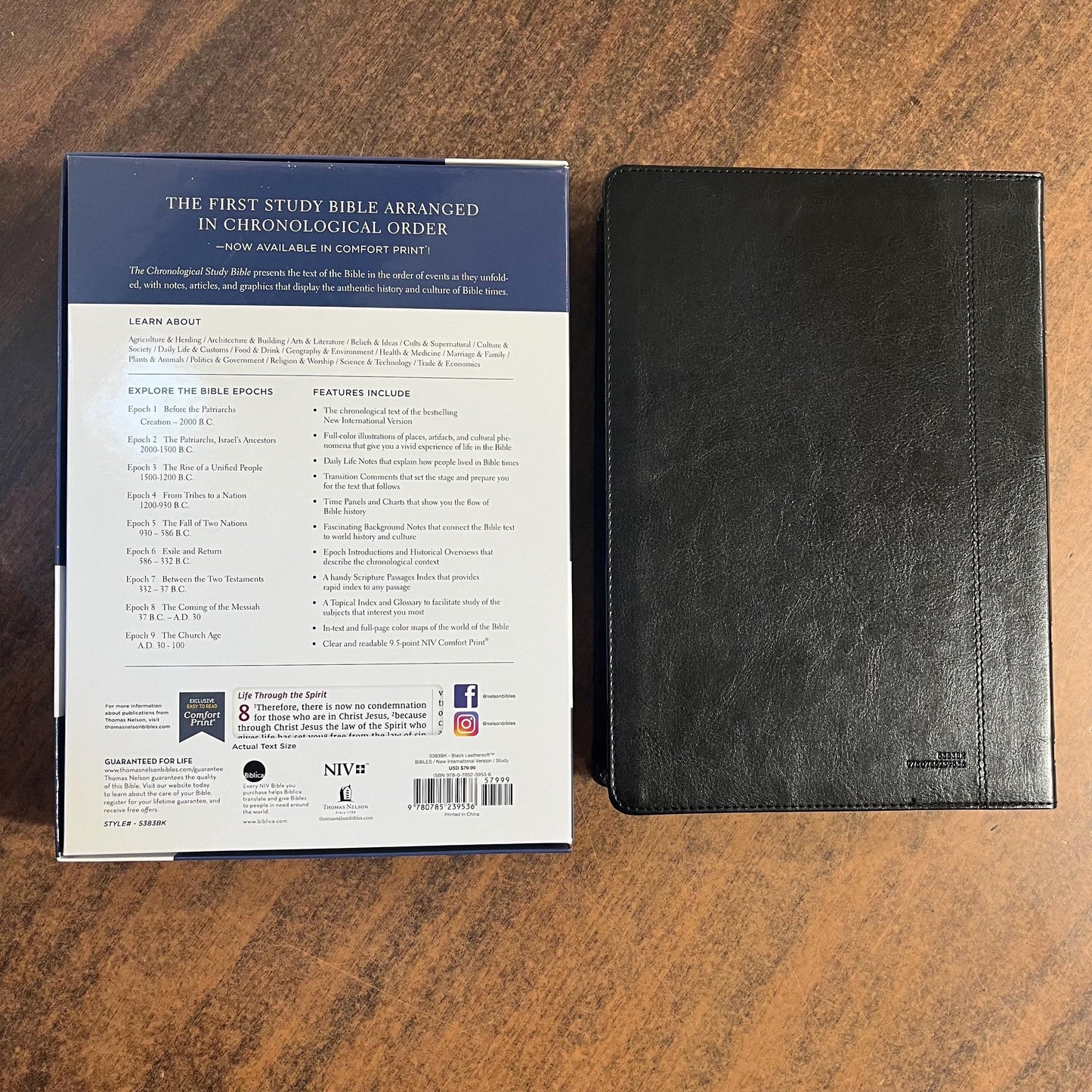 Personalized NIV Chronological Study Bible - Black LeatherSoft - Custom Imprinted name engraved 9780785239536