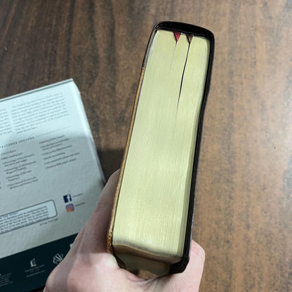 Personalized ESV MacArthur Study Bible, Brown LeatherSoft, Custom Imprinted with a name engraved on cover, ISBN 9780785235521