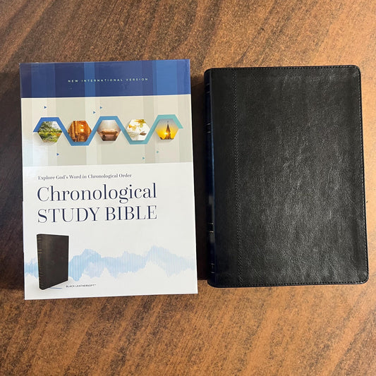 Personalized NIV Chronological Study Bible - Black LeatherSoft - Custom Imprinted name engraved 9780785239536