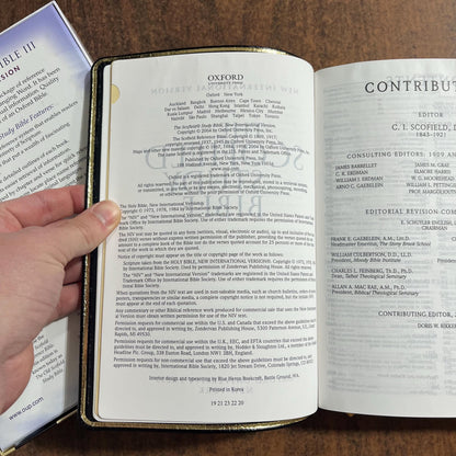 Personalized NIV 1984 Scofield Study Bible III Thumb Indexed - Black Genuine Leather, Custom Imprinted, Name on bible, Out of Print