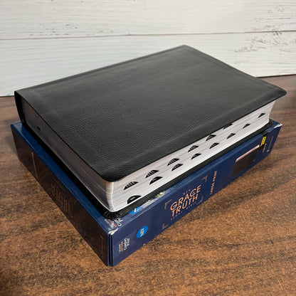 Personalized NIV Large Print Grace & Truth Study Bible Thumb Indexed - Black Bonded Leather,  Custom Imprinted ISBN 9780310447528