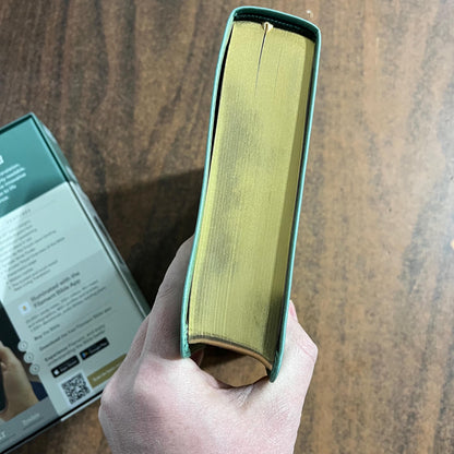 Personalized NLT Wide Margin Bible Thumb Indexed Journaling Edition - Sage Green LeatherLike, Palm - Imprinted name, Single 9798400506925