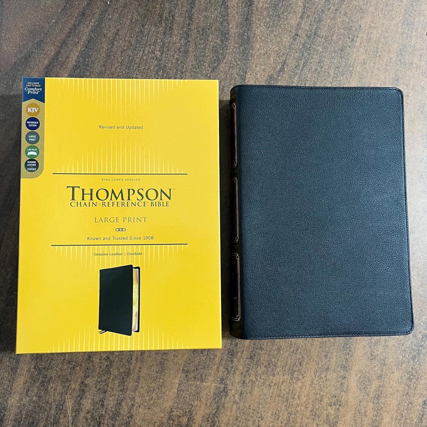 Personalized KJV Large Print Thompson Chain Reference Study Bible - Black Genuine Cowhide Leather, 9780310459187 (updated krikbride)