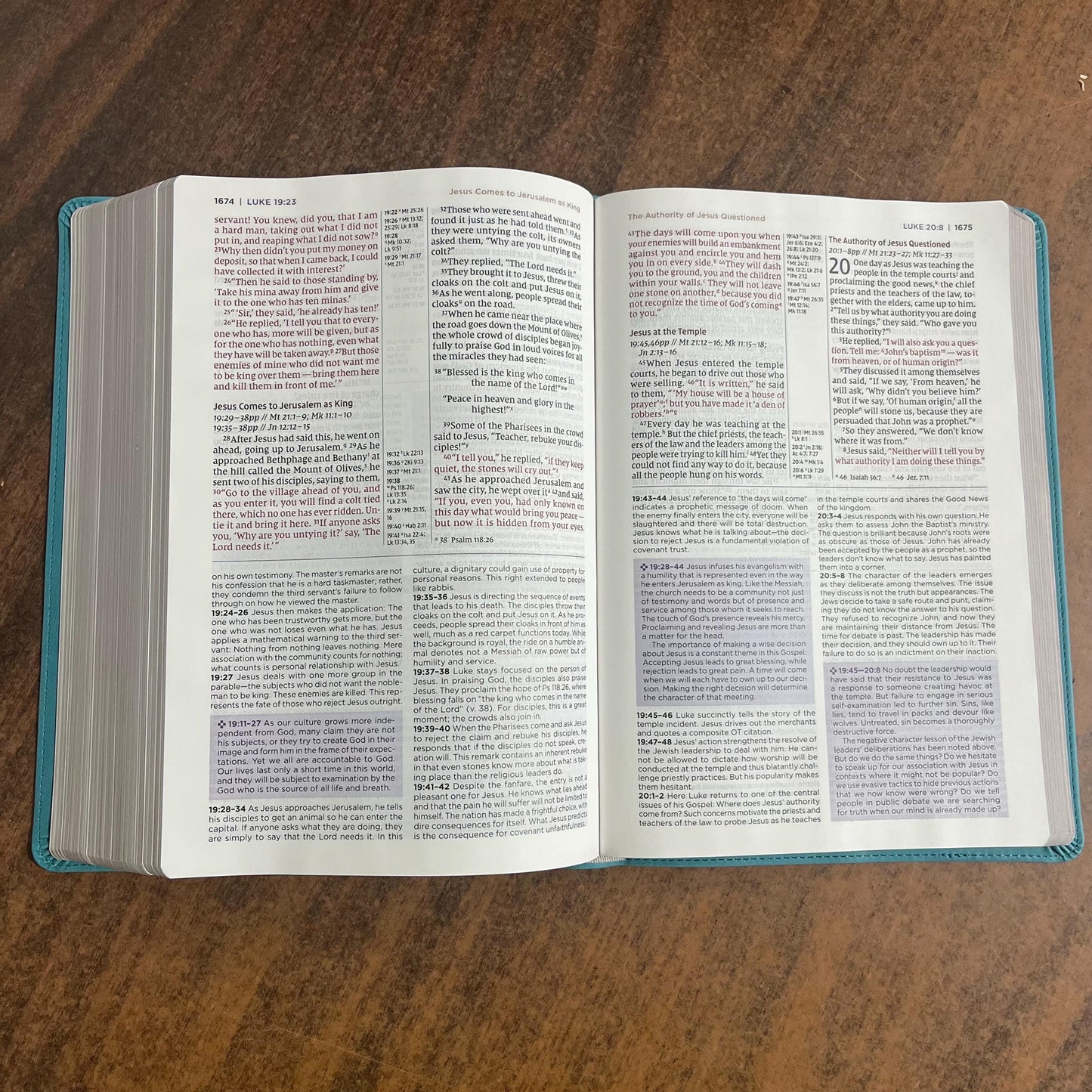 Personalized NIV Large Print Application Study Bible - Teal LeatherSoft 9780310467762 (Update to Life Application Bible)