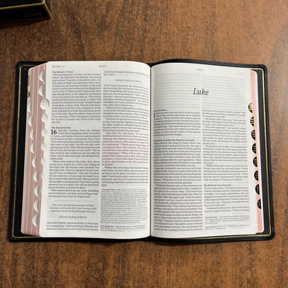 Personalized NLT Tyndale Select Large Print Thinline Reference Bible Thumb Indexed - Black Goatskin Genuine Leather - Custom, 9798400506550