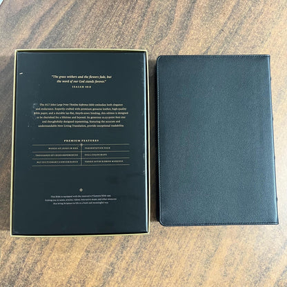 Personalized NLT Tyndale Select Large Print Thinline Reference Bible Thumb Indexed - Black Goatskin Genuine Leather - Custom, 9798400506550