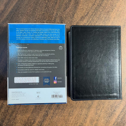 Personalized NKJV Wiersbe Study Bible - Black LeatherSoft - Custom Imprinted engraved with name  9.5 pt print 9780785220985