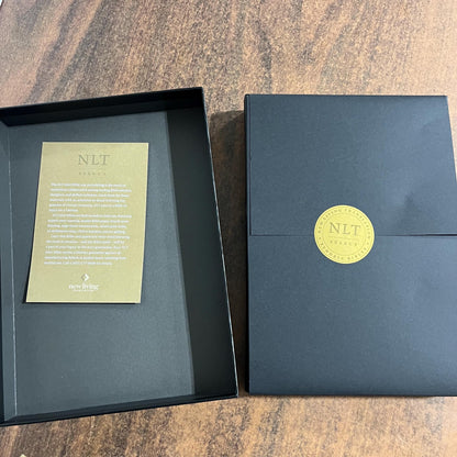 Personalized NLT Tyndale Select Large Print Thinline Reference Bible Thumb Indexed - Black Goatskin Genuine Leather - Custom, 9798400506550