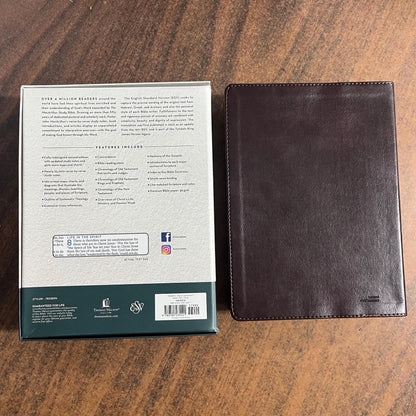 Personalized ESV MacArthur Study Bible, Brown LeatherSoft, Custom Imprinted with a name engraved on cover, ISBN 9780785235521