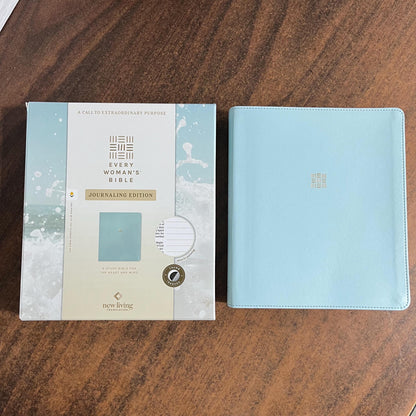 Personalized NLT Every Womans Bible Journaling Edition Thumb Indexed - Seafoam Blue LeatherLike - engraved, Devotional Study, 9798400525612