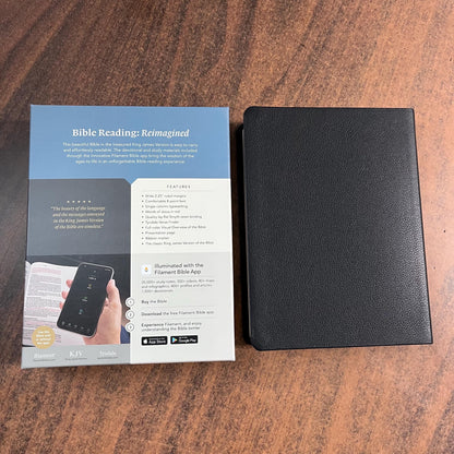 Personalized KJV Wide Margin Bible Journaling Edition - Black Genuine Leather - Custom Imprinted with name, 9781496479198