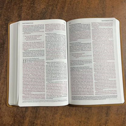 Personalized ESV Thinline Bible - Nubuck Caramel TruTone - Custom Imprinted with name engraved on cover - 9798874903558