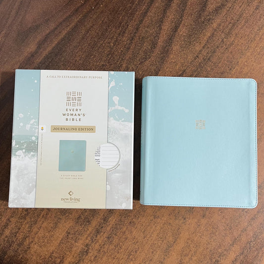 Personalized NLT Every Womans Bible Journaling Edition - Seafoam Blue LeatherLike - engraved, Devotional Study, 9798400513664
