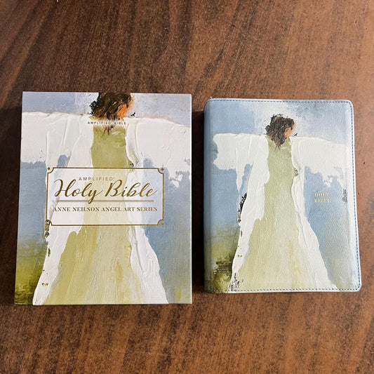 Personalized Amplified Journal the Word Bible, Angel Art Series - Light Blue LeatherSoft, Angel Art Design - Custom Imprinted, 9780310461593