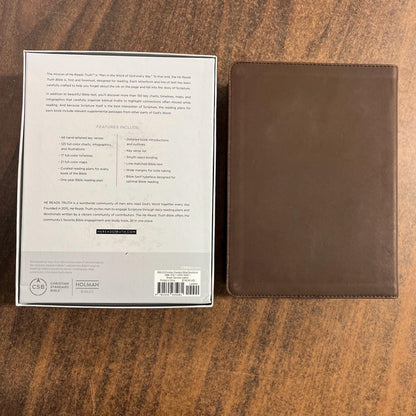 Personalized CSB He Reads Truth Devotional Bible - Brown Genuine Leather - Custom Imprinted with name engraved 9781535935081