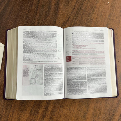 Personalized NLT Life Application Study Bible - Purple LeatherLike - Custom Imprinted 9781496455185