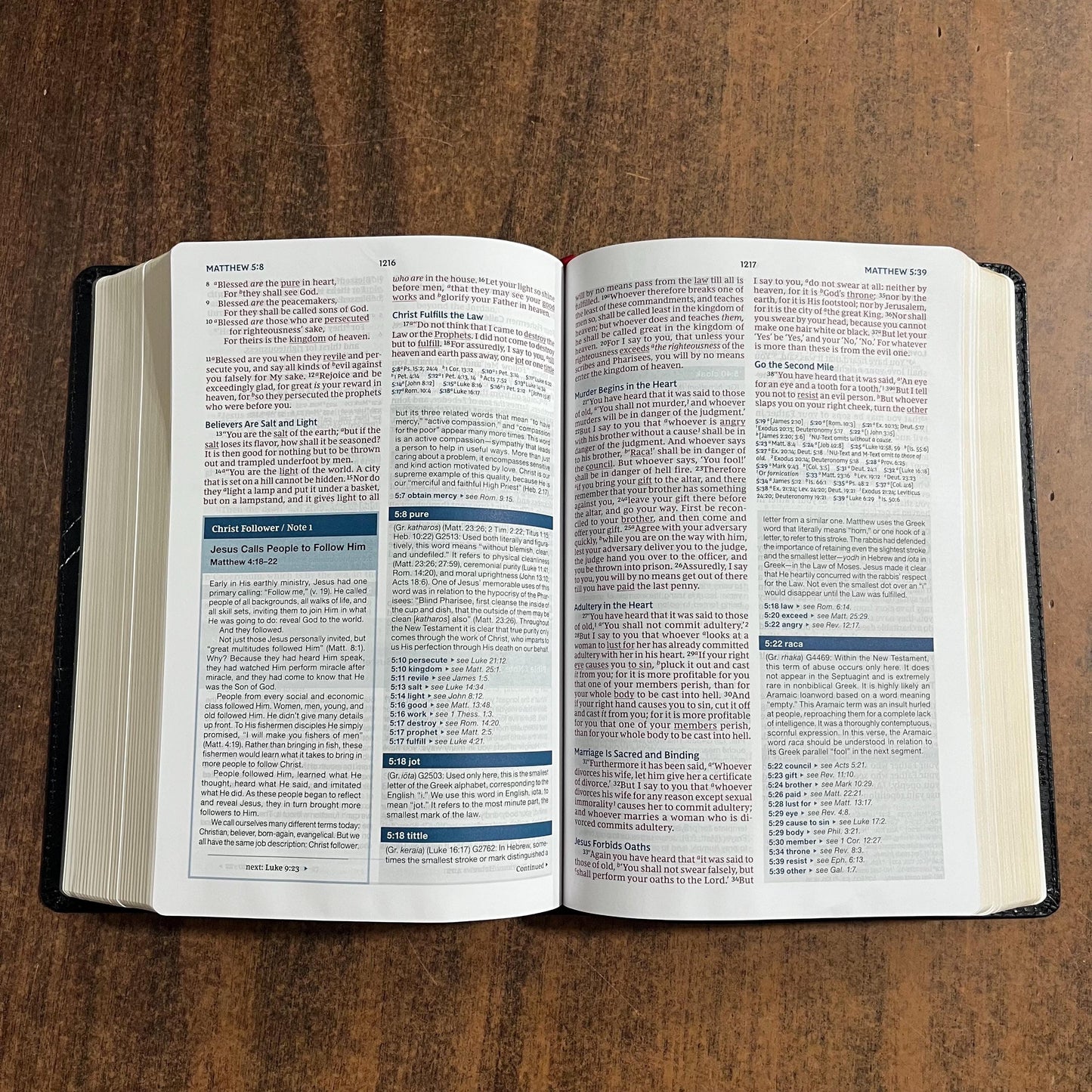 Personalized NKJV Word Study Reference Bible - Black Bonded Leather, custom imprinted with a name engraved on cover, 20spaces 9780785292869