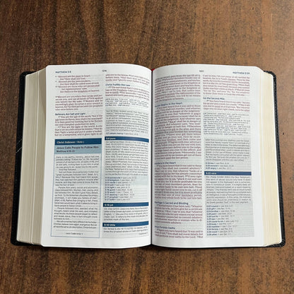 Personalized NKJV Word Study Reference Bible - Black Bonded Leather, custom imprinted with a name engraved on cover, 20spaces 9780785292869