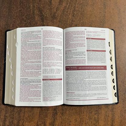 Personalized KJV Word Study Reference Bible Thumb Indexed - Black Bonded Leather, custom imprinted with a name, 9780785294962 20spaces