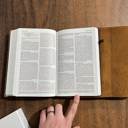 Personalized ESV Thinline Bible - Brown Natural Genuine Leather with Flap  Custom Imprinted, ISBN 9798874903596 16spaces