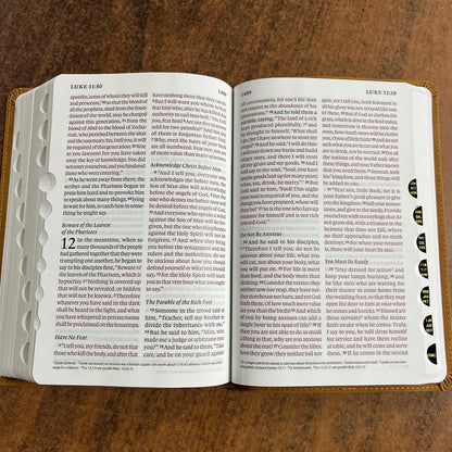 Personalized ESV Giant Print Personal Size Bible Thumb Indexed - Nubuck Caramel TruTone - Custom Imprinted, Large print, ISBN 9798874906747