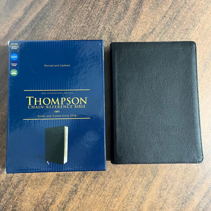 Personalized NIV Thompson Chain Reference Study Bible - Black Bonded Leather, Custom Imprinted, ISBN 9780310459835