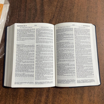 Personalized NKJV / Amplified 1987 Classic Parallel Bible Large Print - Blue Brown FlexiSoft - Custom Imprinted with name AMPC 9781683071518