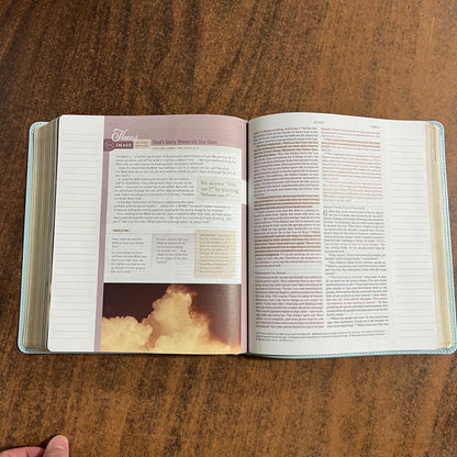 Personalized NLT Every Womans Bible Journaling Edition - Seafoam Blue LeatherLike - engraved, Devotional Study, 9798400513664