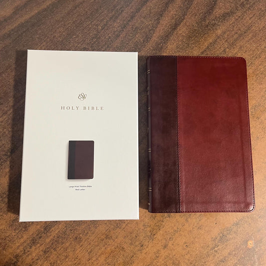 Personalized ESV Large Print Thinline Bible - Burgundy / Red TruTone - Custom Imprinted with name engraved ESV 2025 Text - 9798874908997