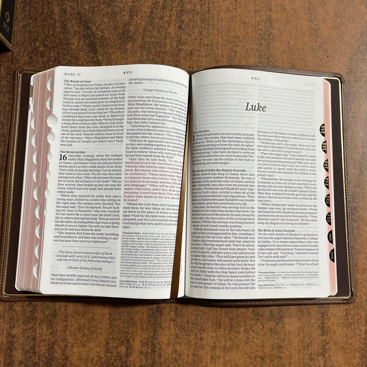 Personalized NLT Tyndale Select Large Print Thinline Reference Bible Thumb Indexed - Brown Goatskin Genuine Leather - Custom, 9798400506574