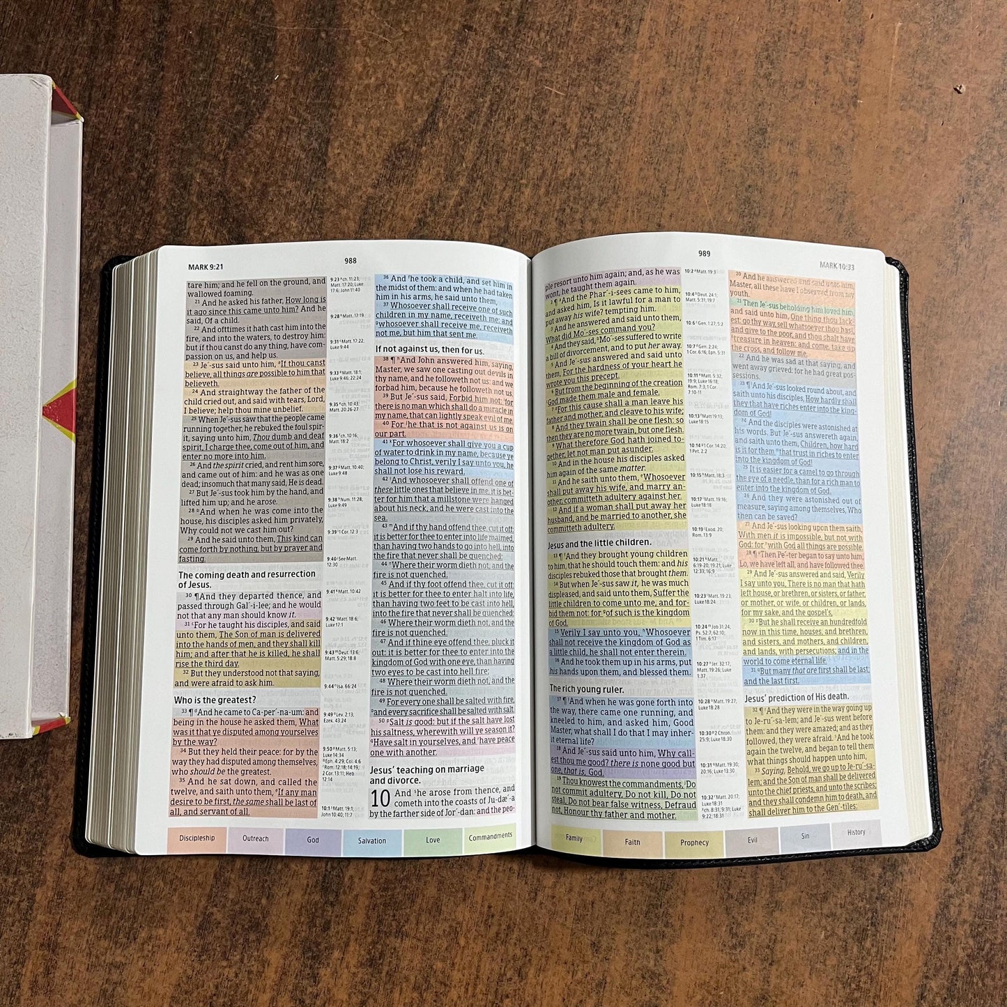 Personalized KJV Rainbow Study Bible, Black LeatherTouch, Custom Imprinted name engraved, ISBN 9781087782713